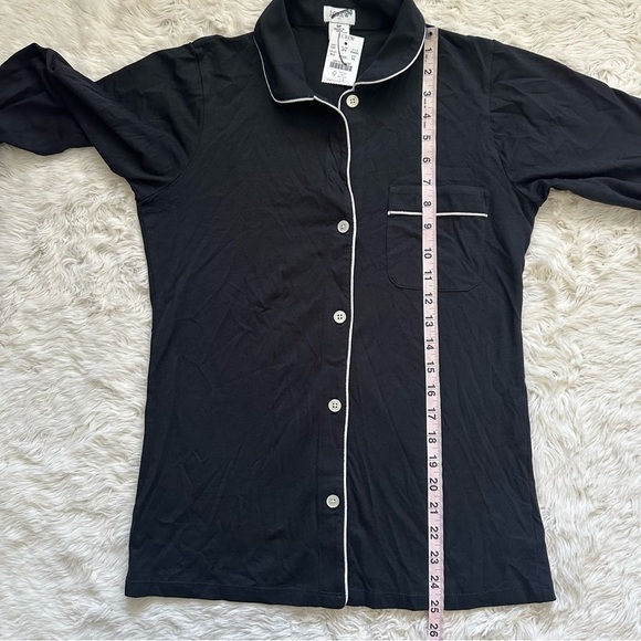 J. Crew Factory Pajama Top Petite Long Sleeve Knit Black White Trim SP NWT New - Picture 9 of 10